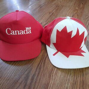 Vintage Canada Trucker Hats - Maple Leaf & Spellout Logos - 1990s Lot of 2